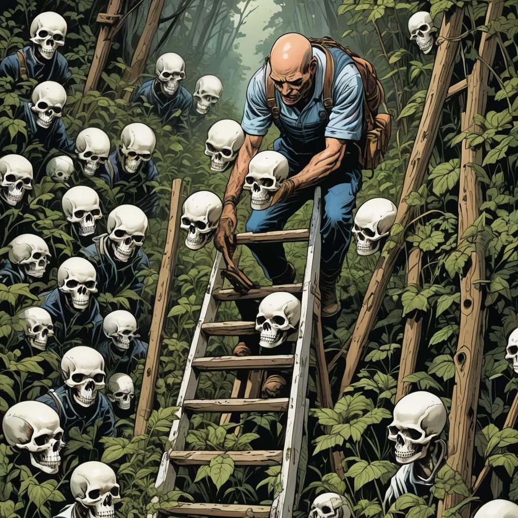 Detailed Comic Art of Miniature Figure on Giant Face