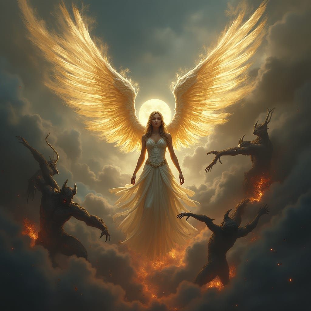 Angelic Warriors Clash with Demons in Gothic Heaven