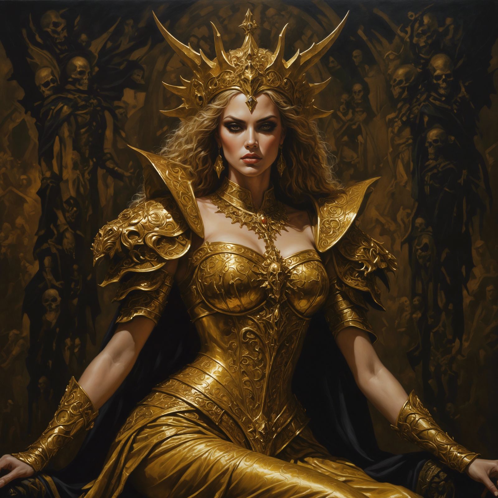 <lora:Macabre:1.0> - [ ] (an oil painting of an elite golden...