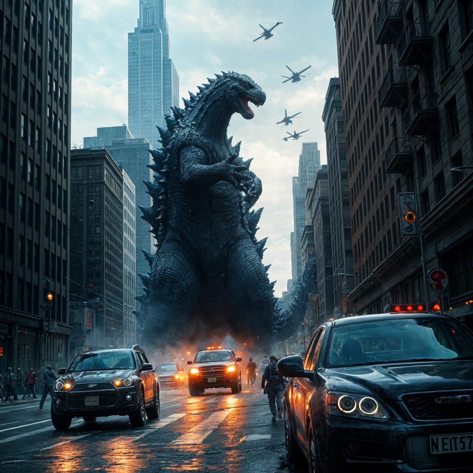 Godzilla in a Dazzling New York Cityscape