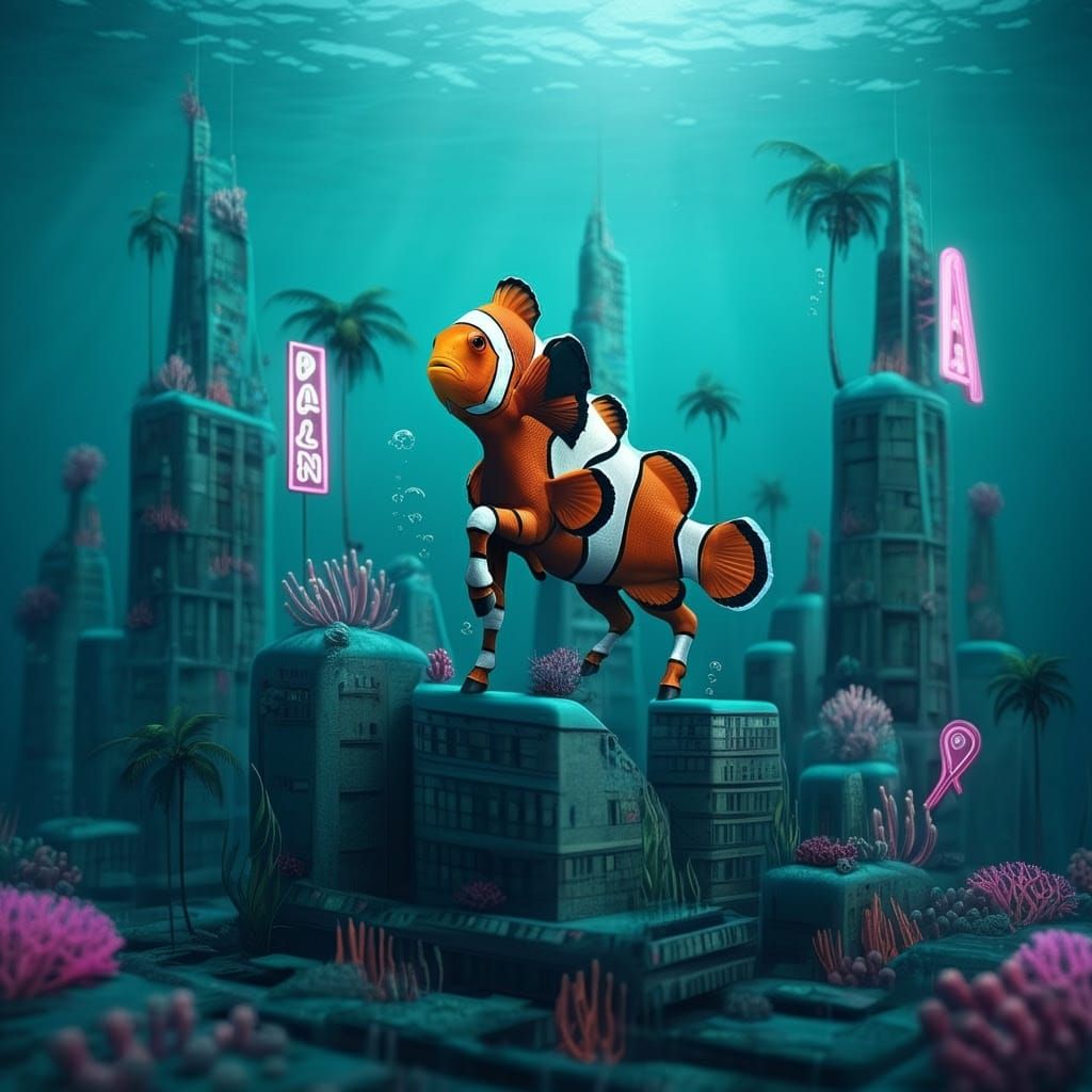 Mystical 3D Sculpture of Black and White Striped Merhorse in...