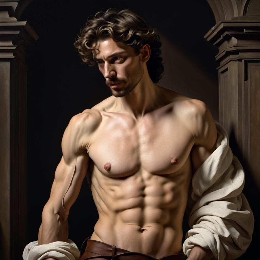 Baroque Peasant with Tenebrism Lighting