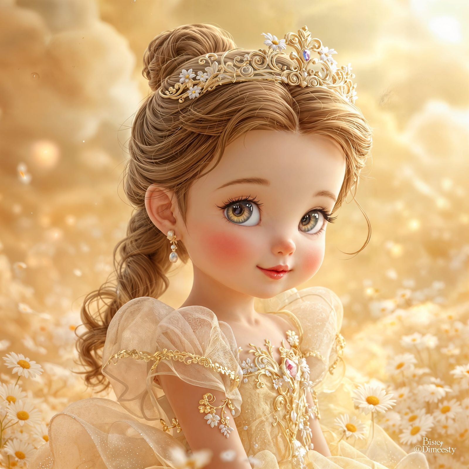 Chibi Princess Belle in Intricate Motifs and Filigree