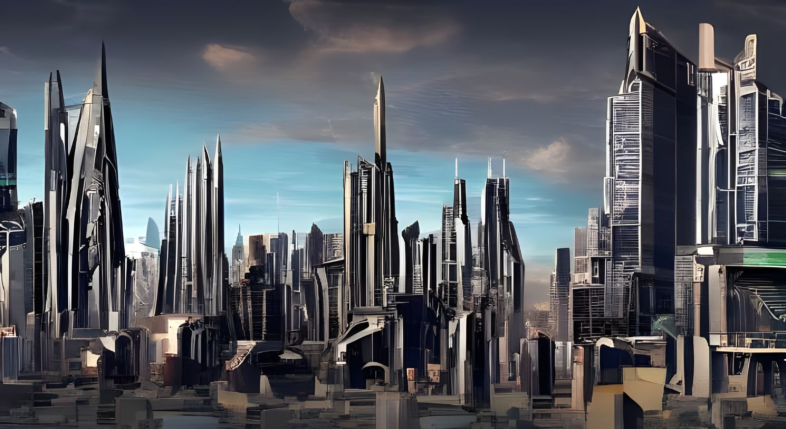 Sleek Iron Architecture in a Futuristic Metropolis