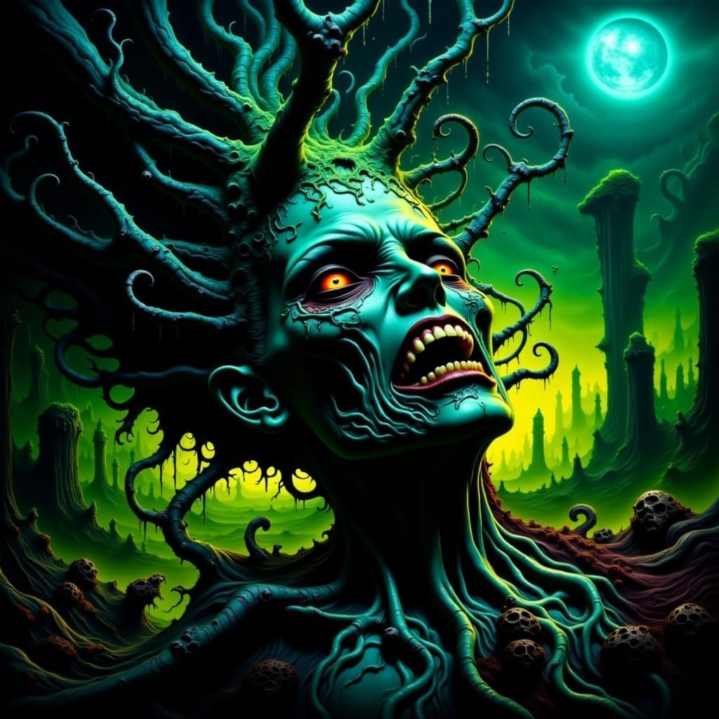 Death and Decay in a Twisted Reality Scene