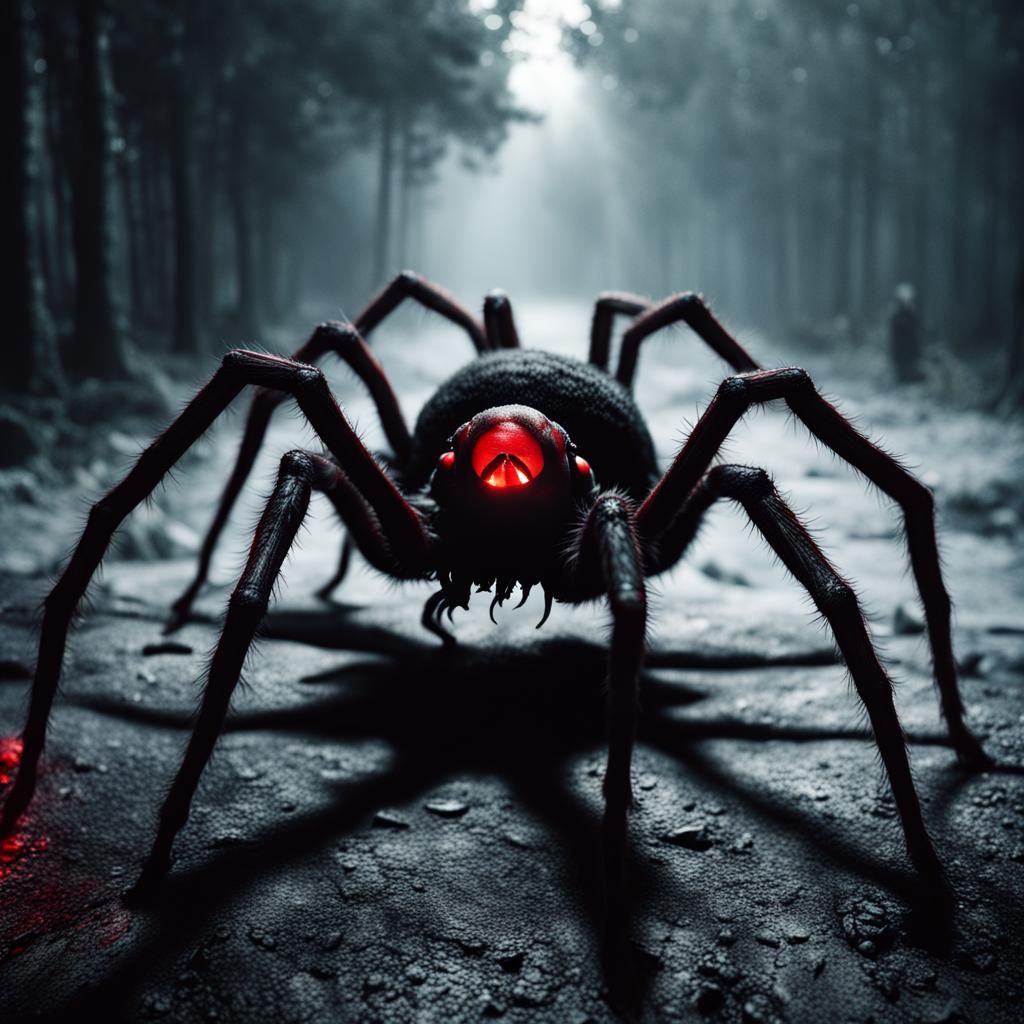 Eldritch Spider Creature in Foggy Ruins