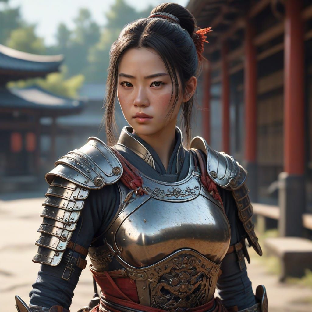 Gorgeous Female Samurai in Intricately Designed Armor
