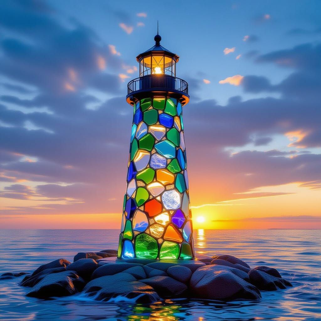 Sea Glass Lighthouse at Sunset