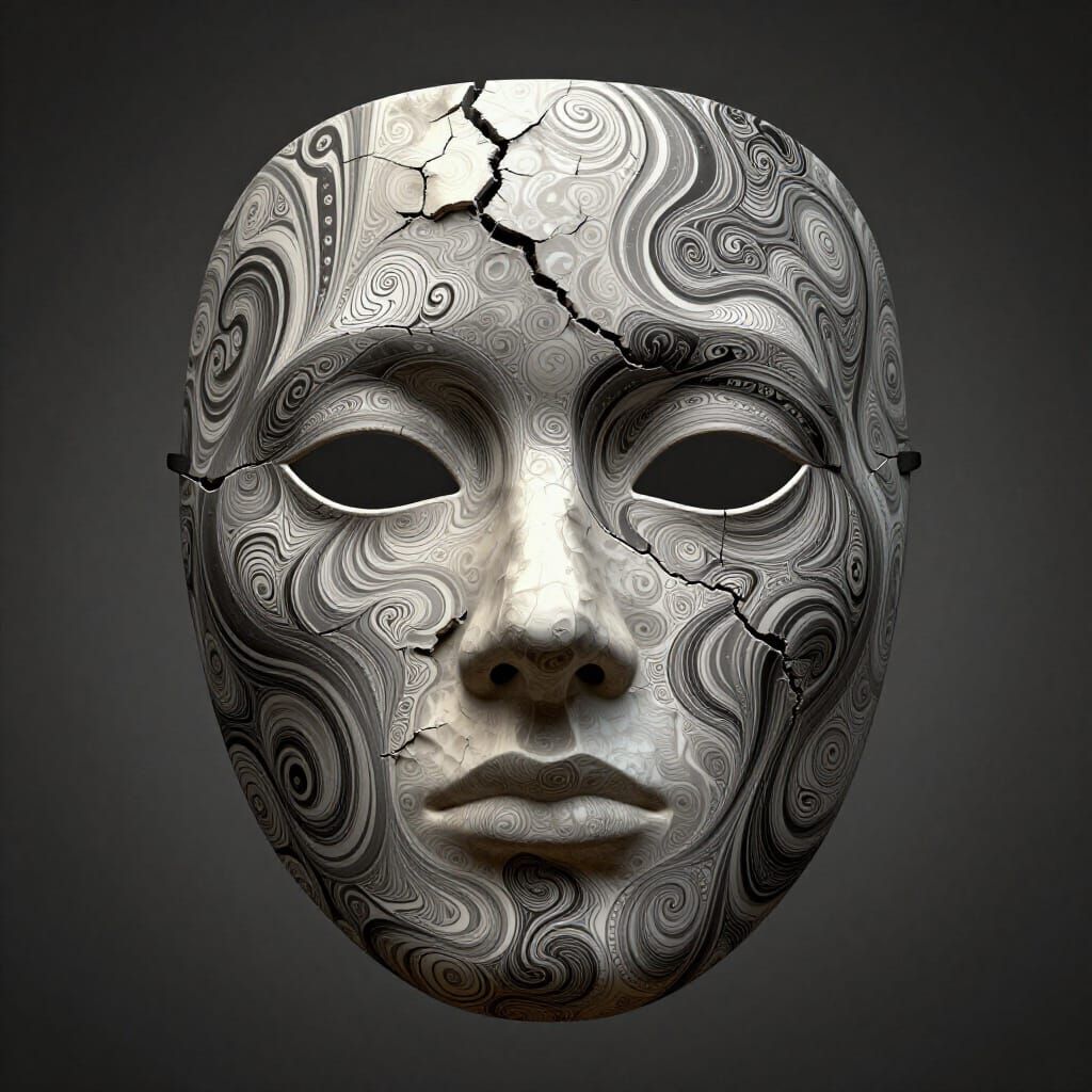 Abstract Fractal Face Mask Symbolizing Homelessness
