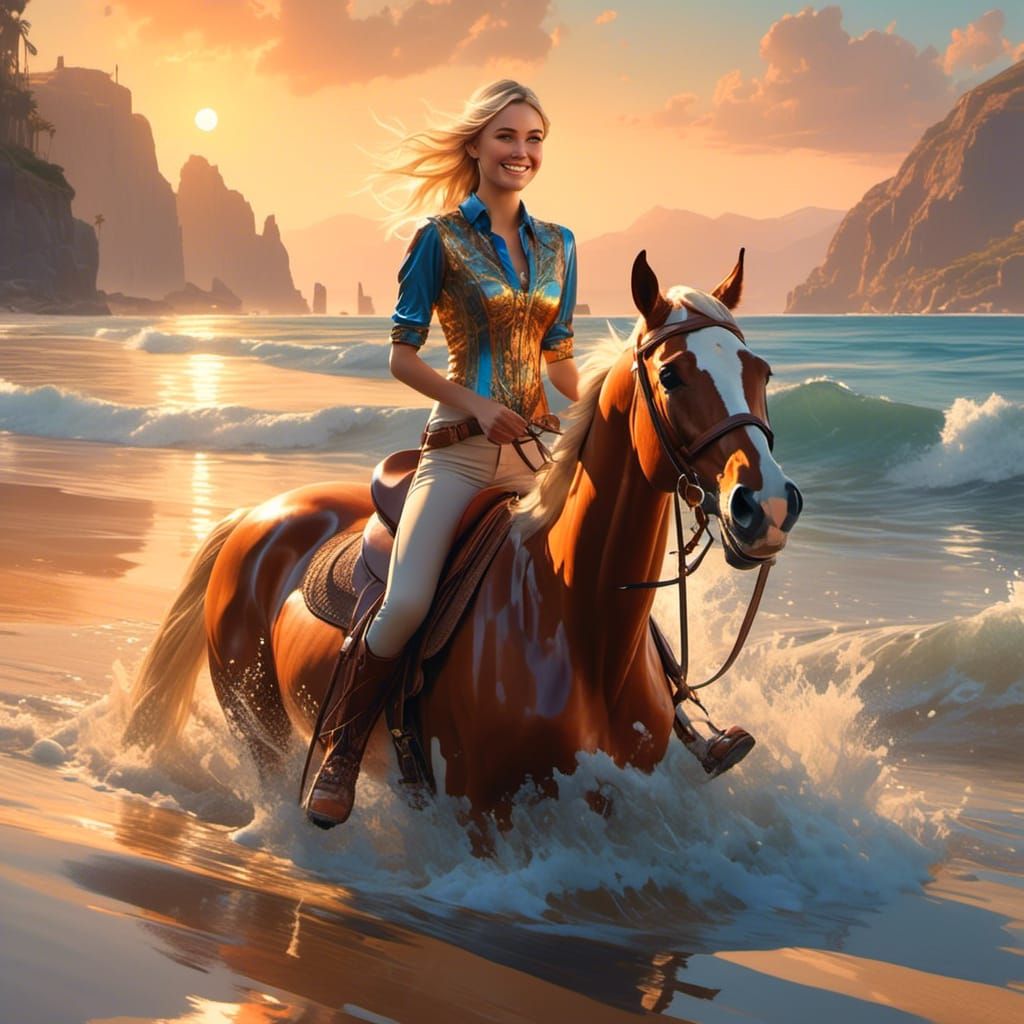 Needing a break, Julie takes her horses for a run on the beach