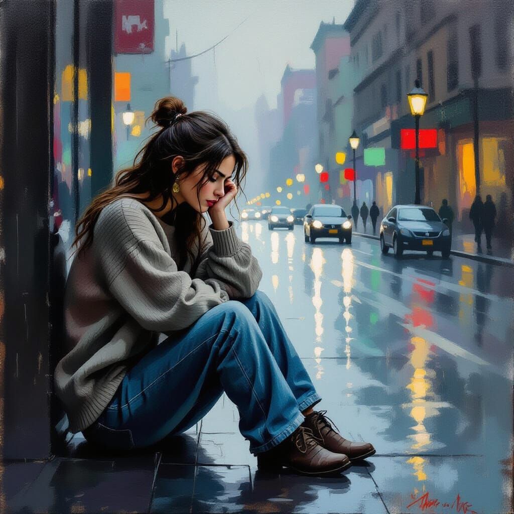 Rainy City: A Study in Color and Emotion