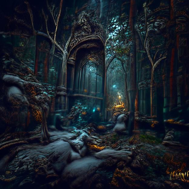 Ethereal Forest: Dramatic 3D Matte Painting