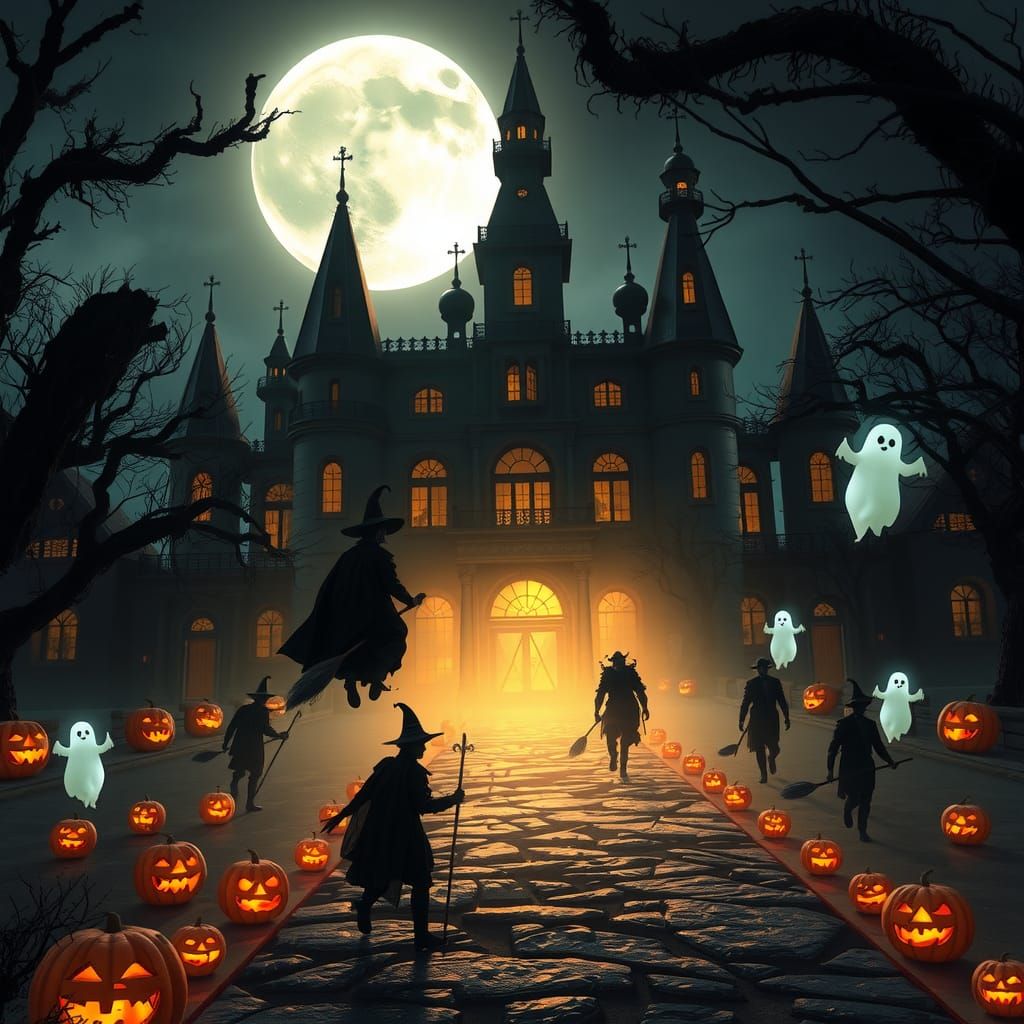 Mystical Transylvanian Castle Under Moonlight