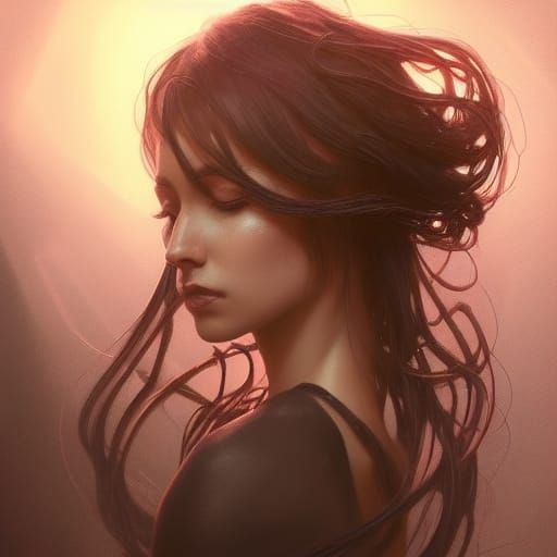 Spiderweb Hair Portrait in Hyperdetailed Style