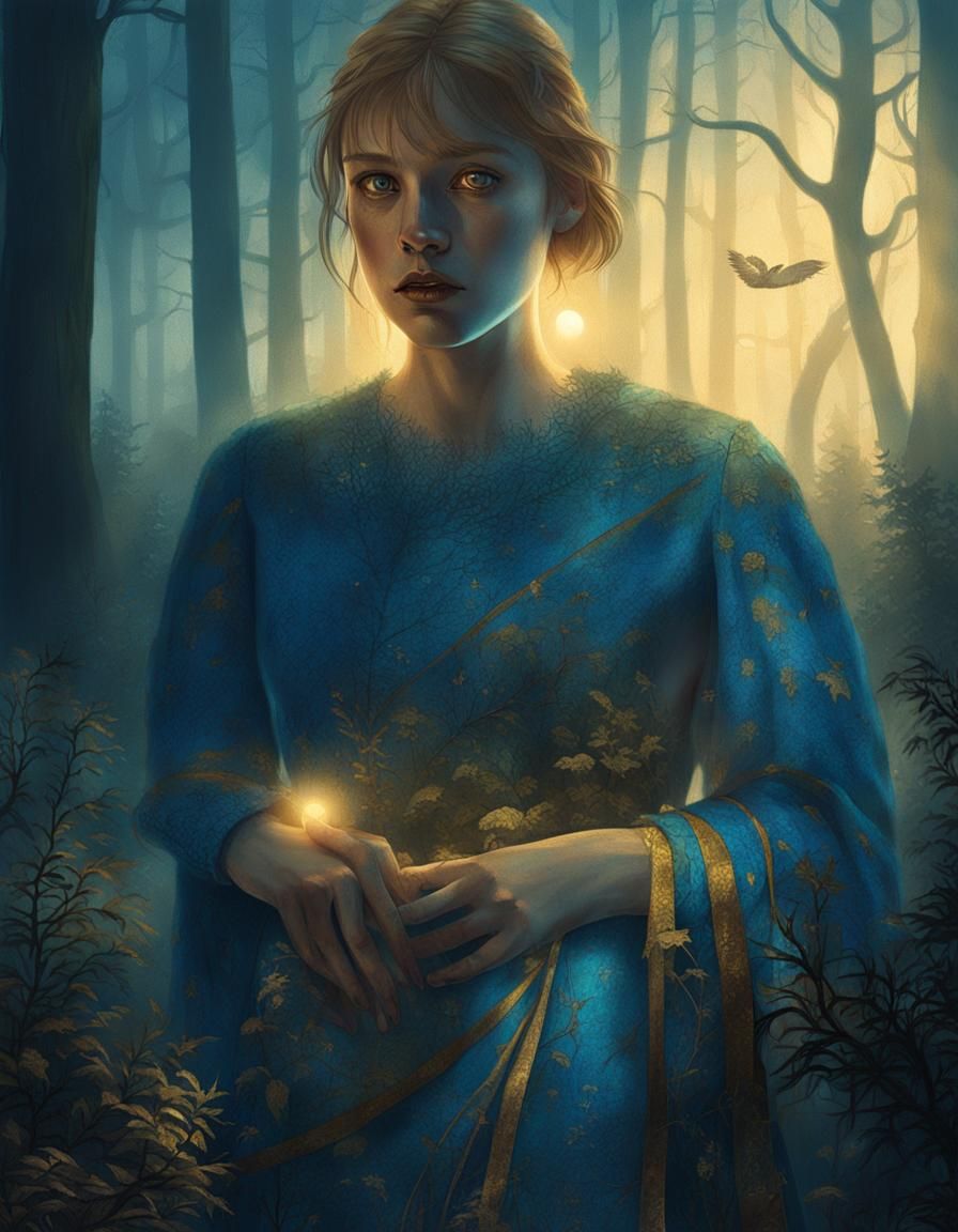 Mystical Forest Girl in High Heels: Fantasy Art