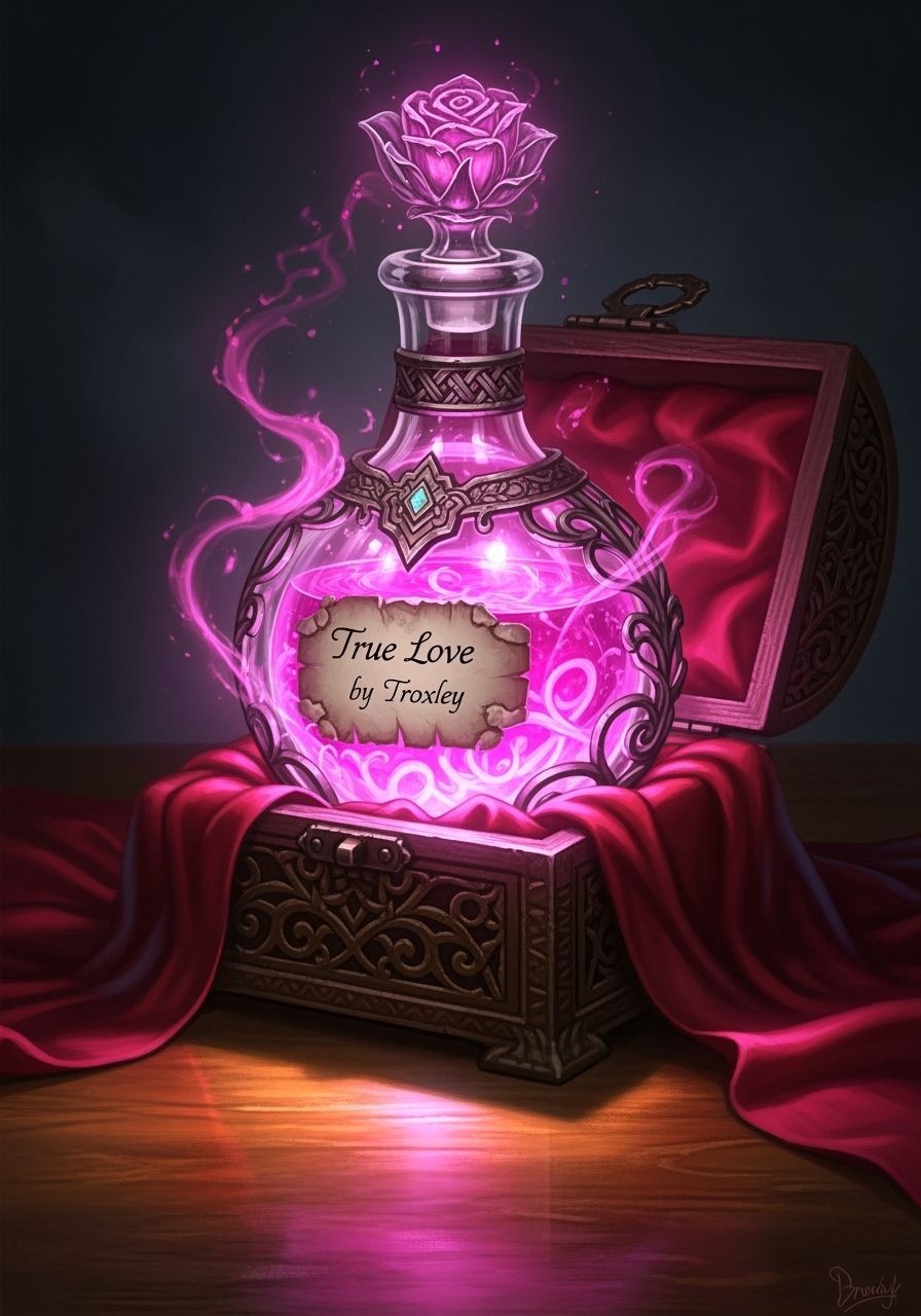 Magical True Love Potion in Ornate Box, Fantasy Art