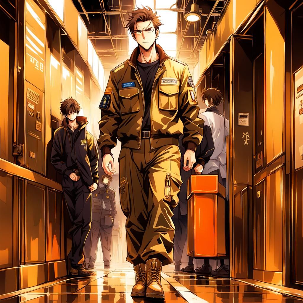 Anime Pilot in Gold Boots