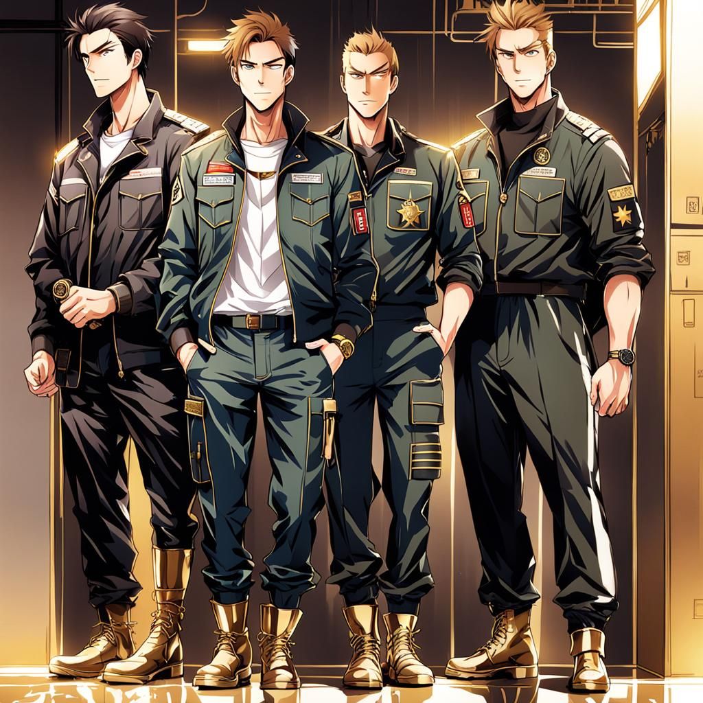 Anime-Style Pilot in Gold Boots