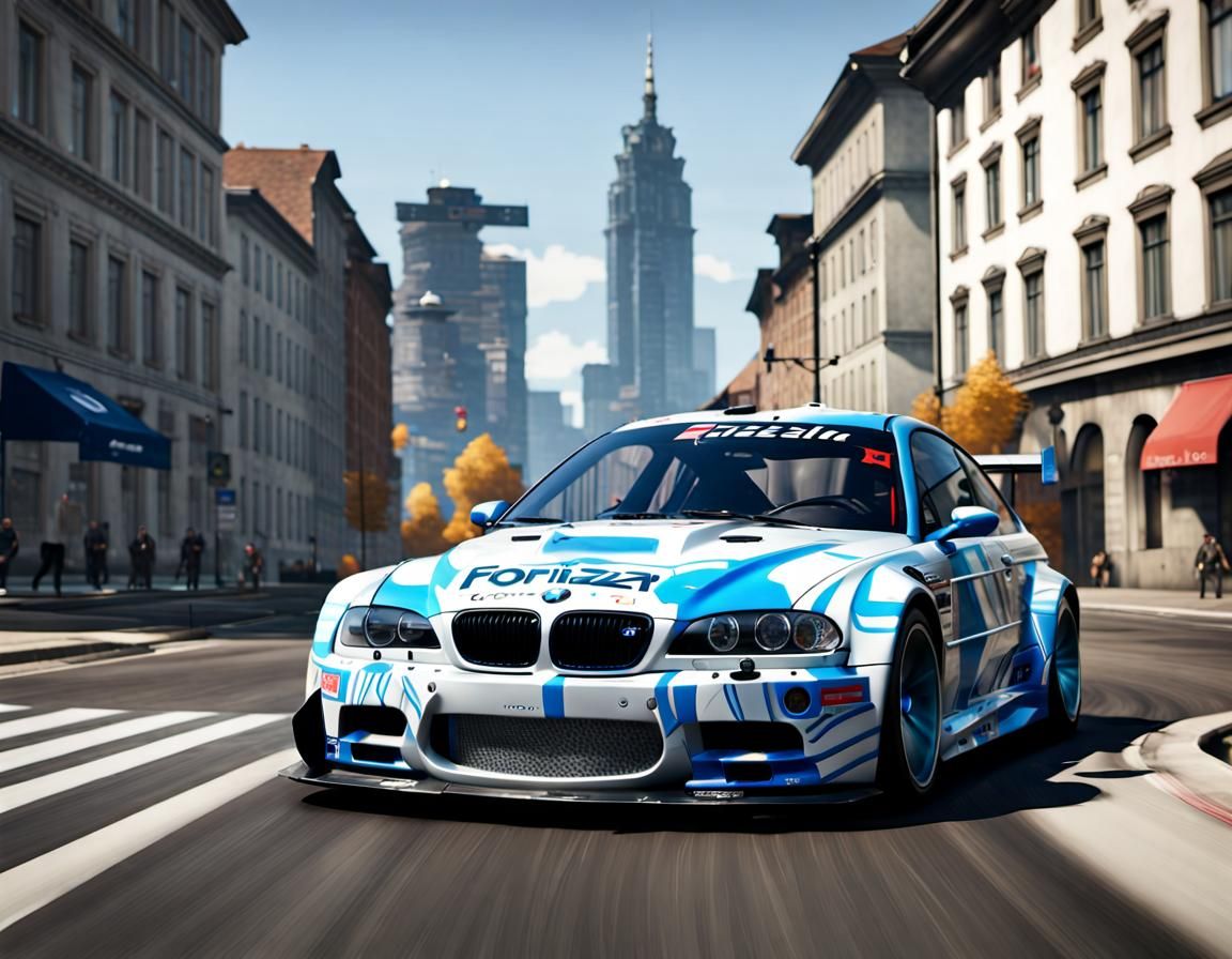 BMW M3 GTR Drives Through Cityscape