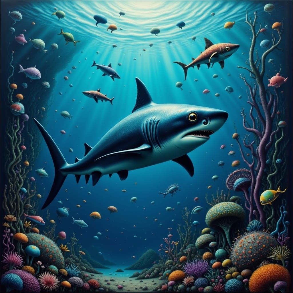Surreal Shark Encounter in the Deep Blue Ocean