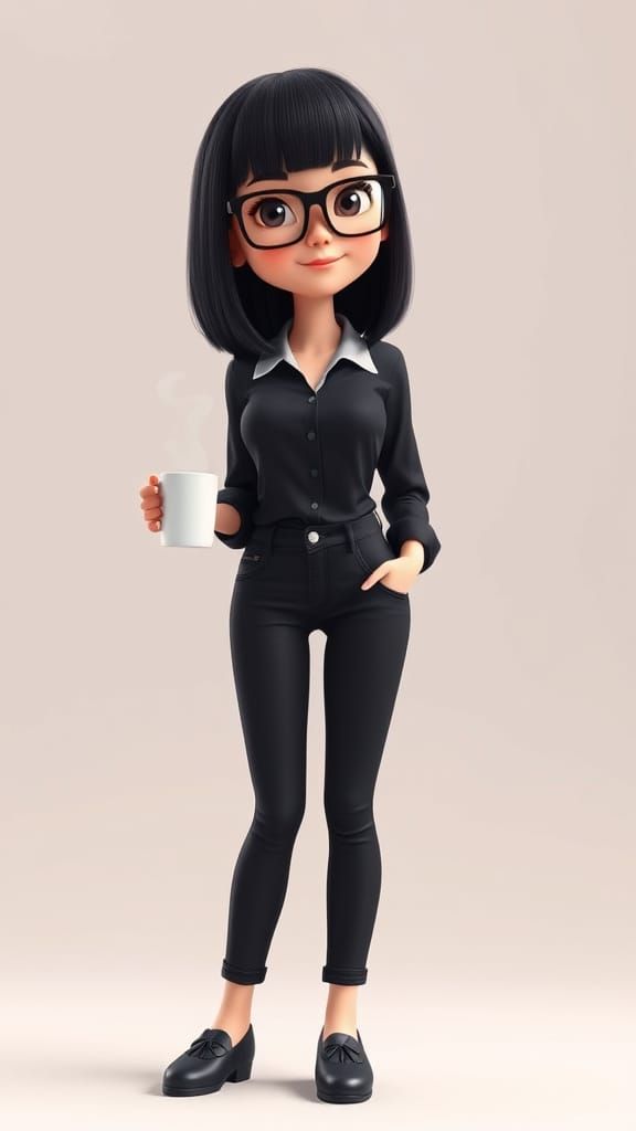 Pixar-Inspired Female Character in a Modern Attire