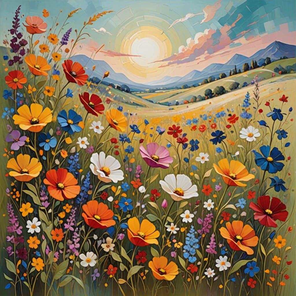 Vibrant Wildflowers in Dreamy Abstraction