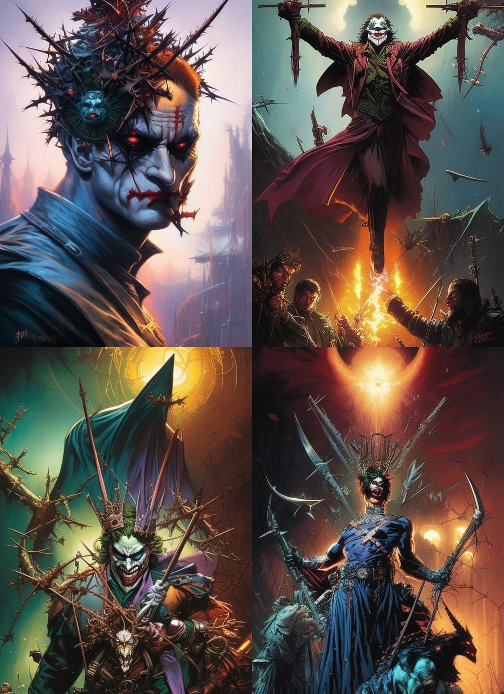 Crucified Joker Crayon Caricature in Comic Book Style