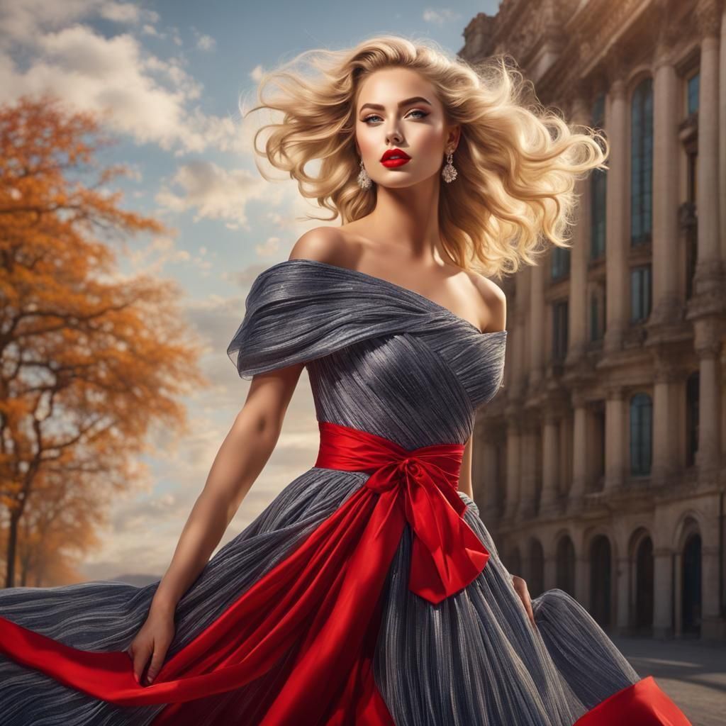 view of a young model woman parading with a curvy body, attr...