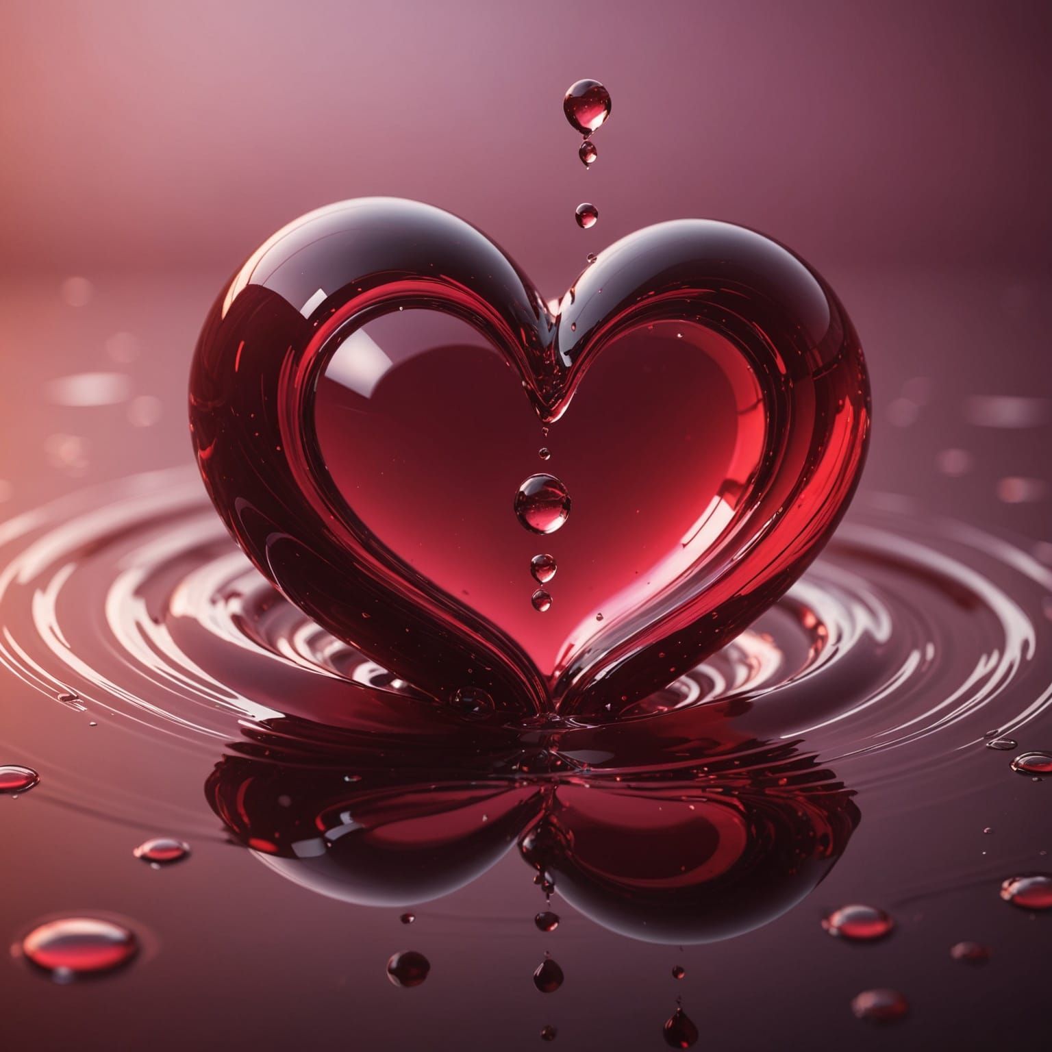 Heart-Shaped Droplet in Vibrant Red and Pink Hues