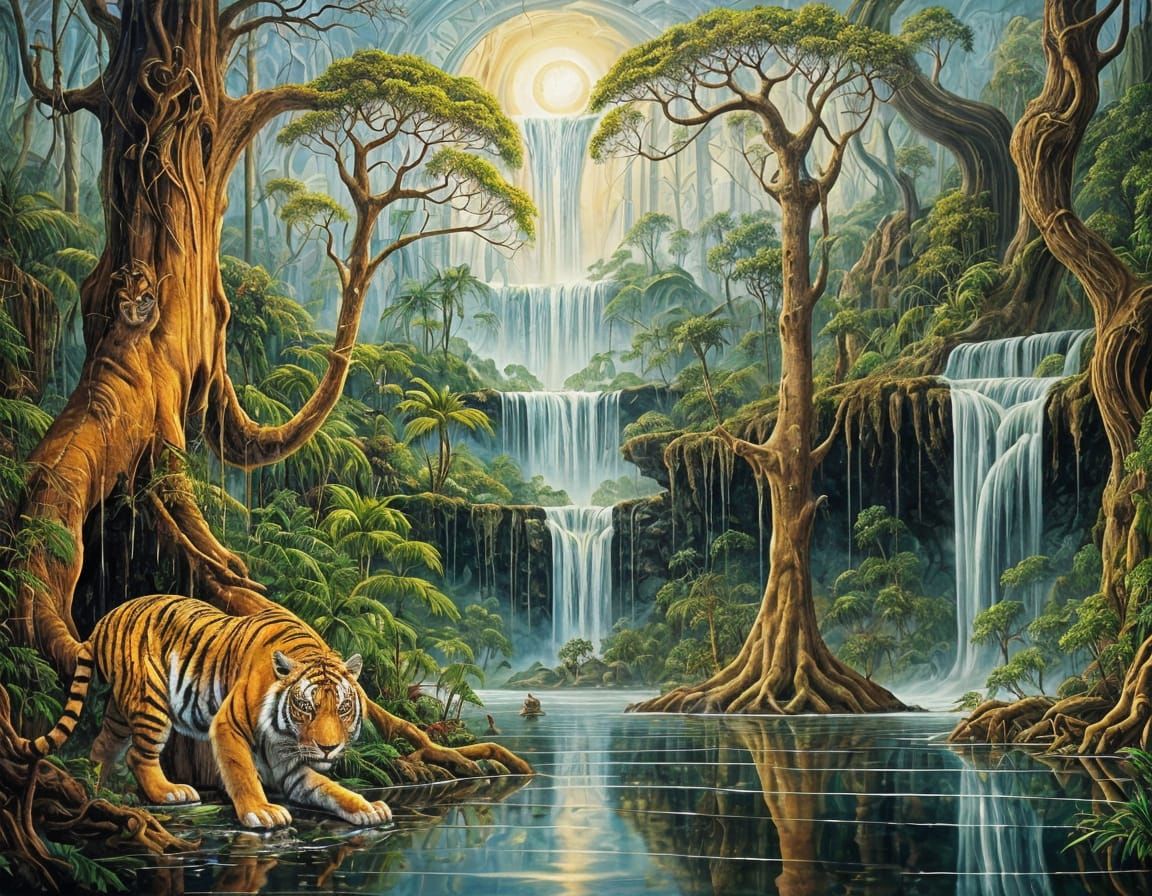 Surreal Rainforest Tiger Inspired by Salvador Dali