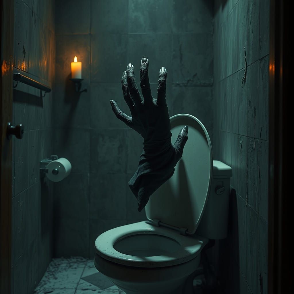 Eerie Bathroom Abomination in Dark Fantasy Style