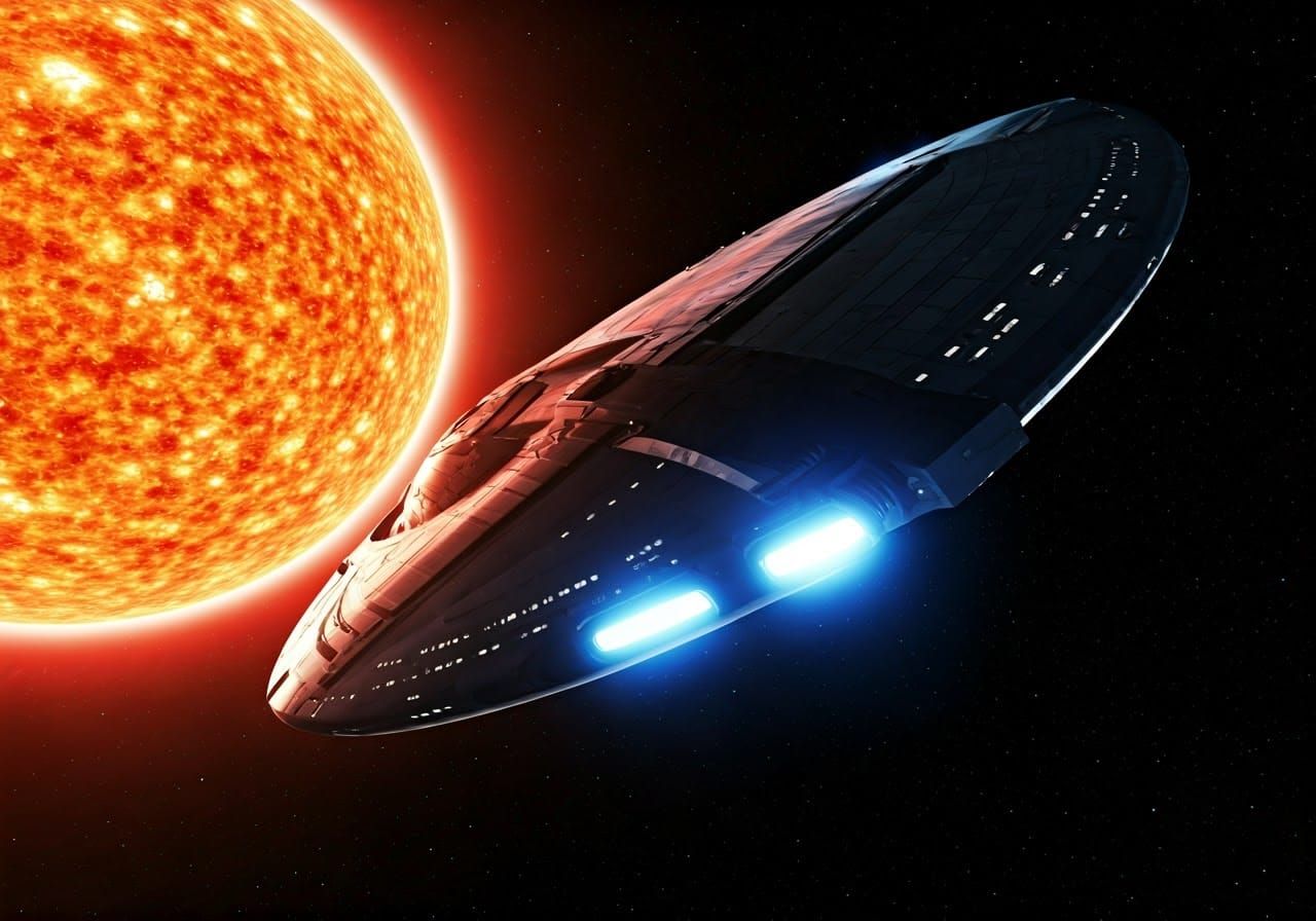 Gleaming Chrome Starship in Futuristic Style