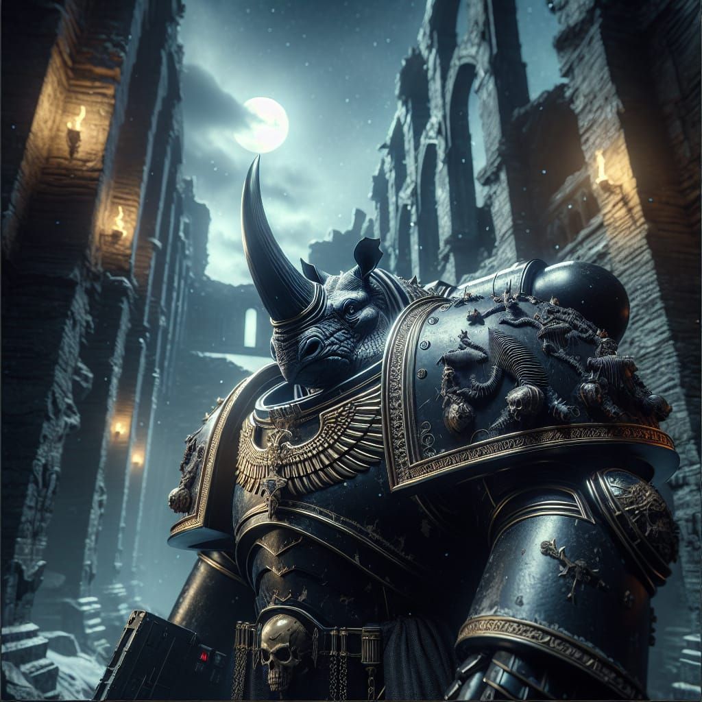 Gothic Rhino Space Marine in Castle Ruins