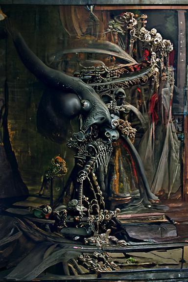Ornate Dinner Party with Death, Hyperdetailed Digital Art