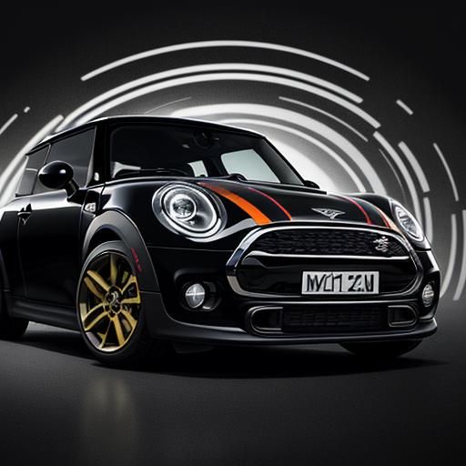 Slick Black Mini Cooper Dragster on Checkered Floor
