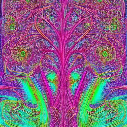 Ethereal Man with Dogwood Flowers and Fractal Art