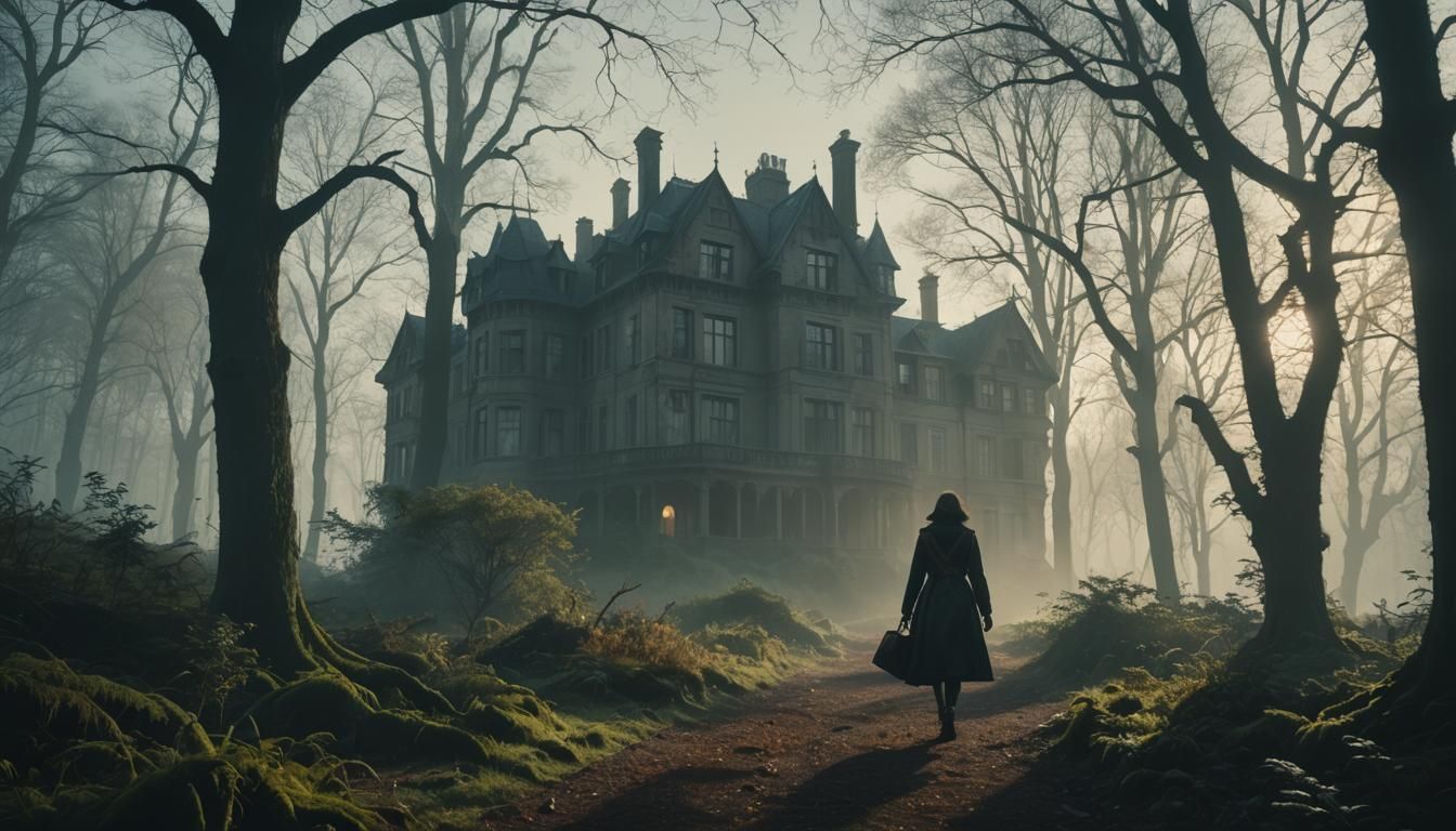 Eerie Blackwood Manor in Misty Forest, Cinematic
