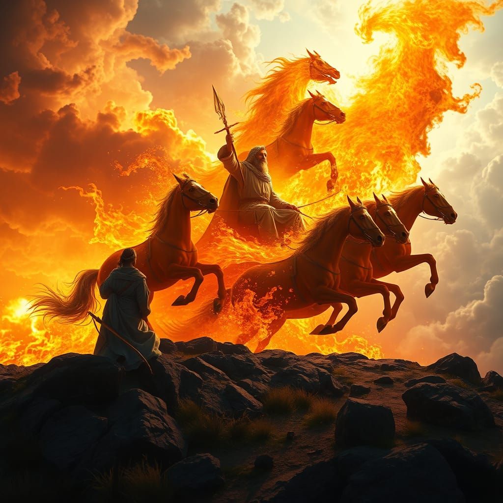 Elijah Ascends to Heaven in a Fiery Chariot