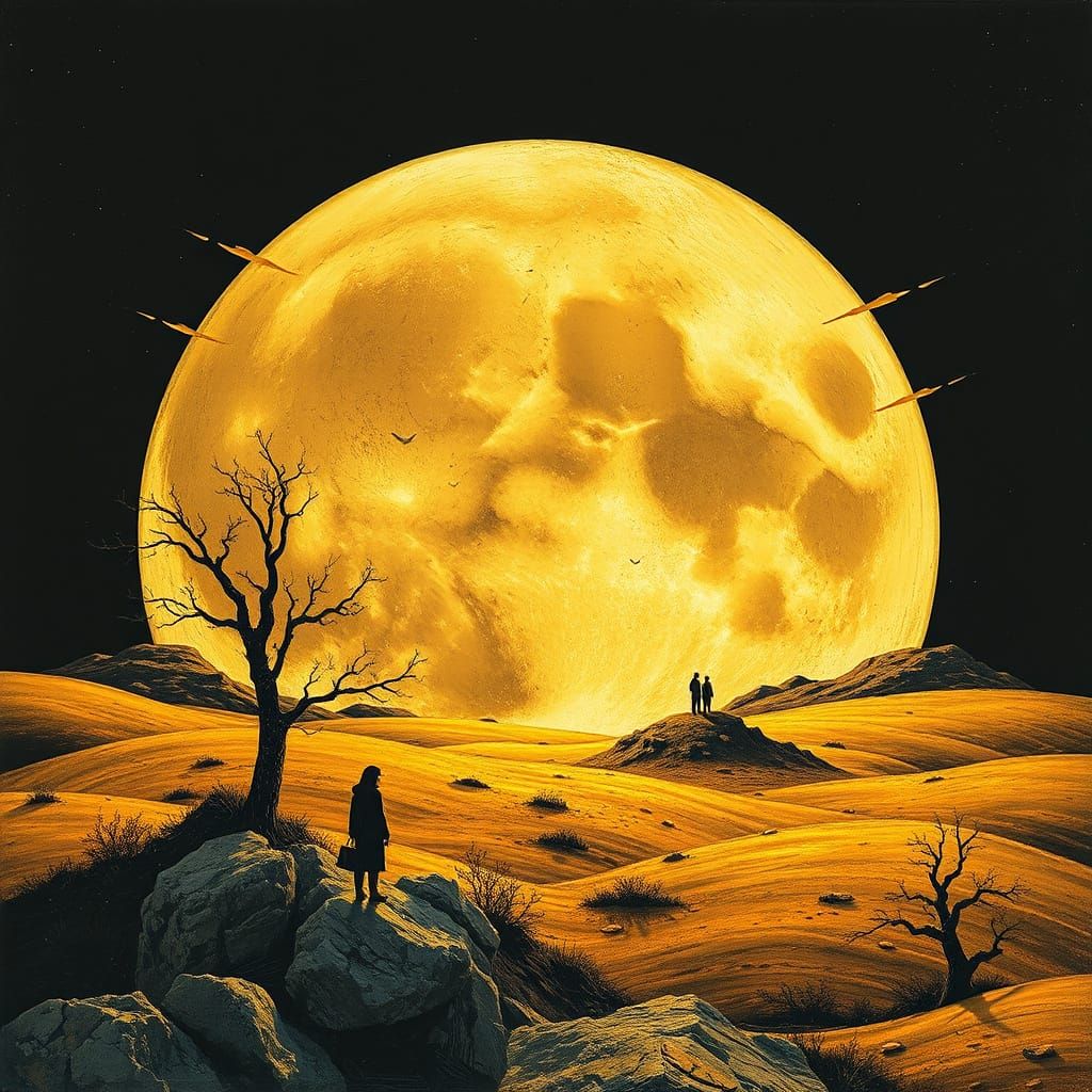 Moon landing, Gold and Black, vaporwave, synthwave,,,,,,