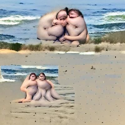 Conjoined Twins at the Beach: An AI-Generated Concept