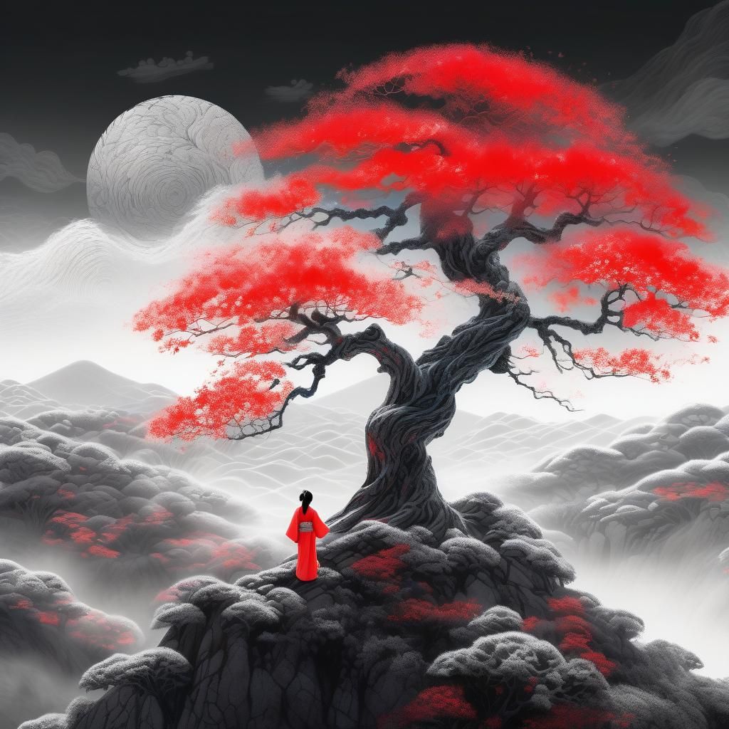 Neon Japanese Girl in Dreamlike Digital Art