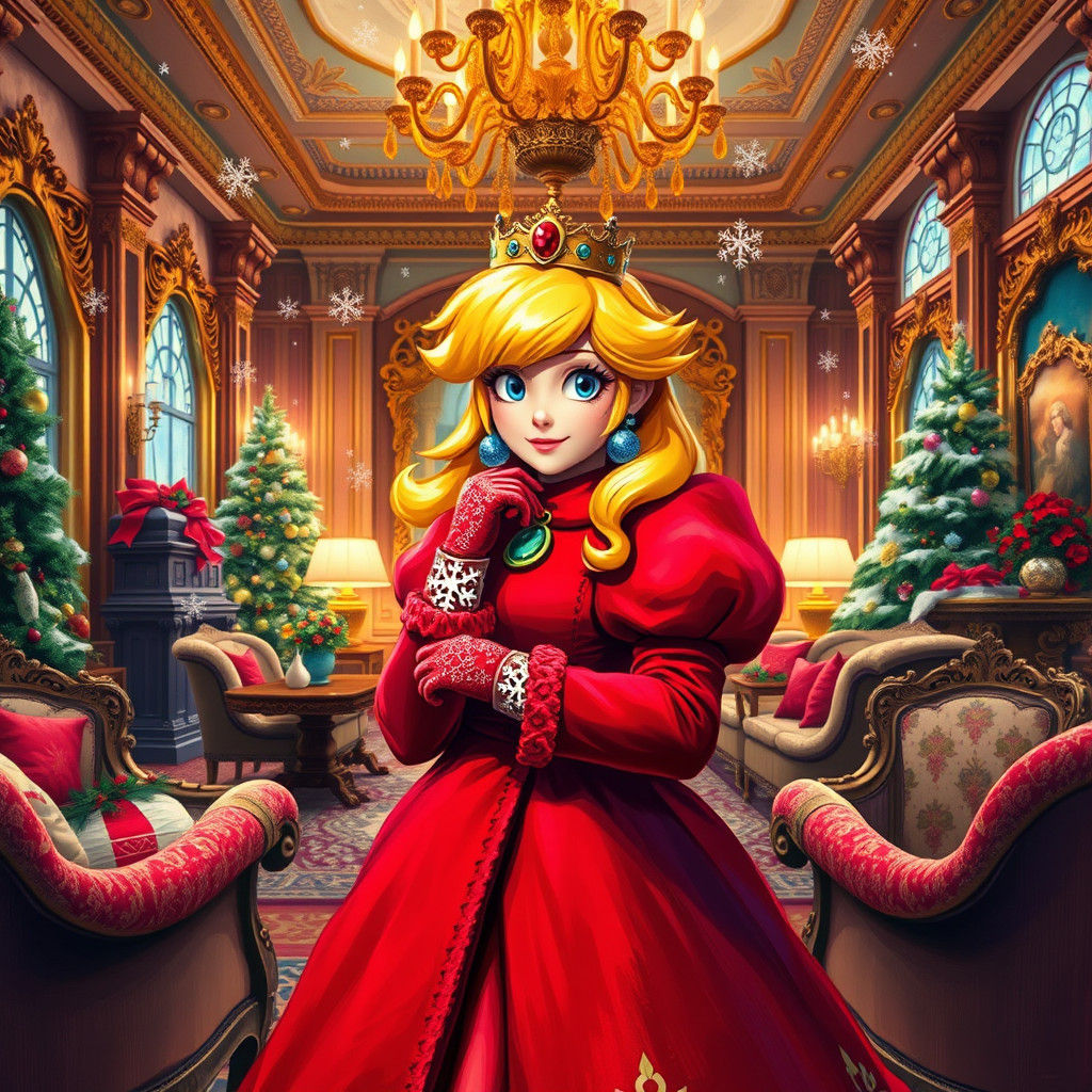 Princess Peach in Lavish Christmas Mansion