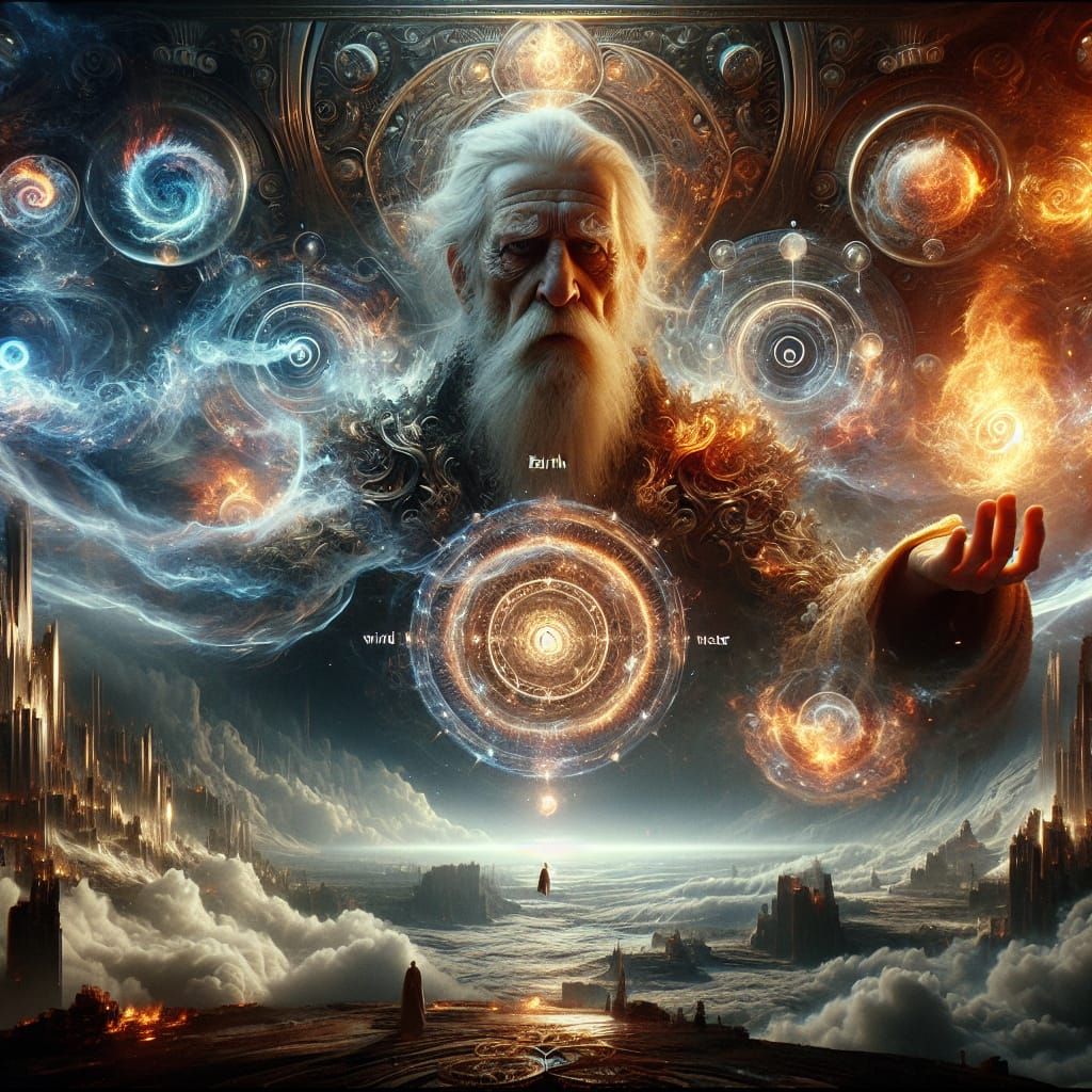 Mystic Wizard Commands Elements in Digital Painting