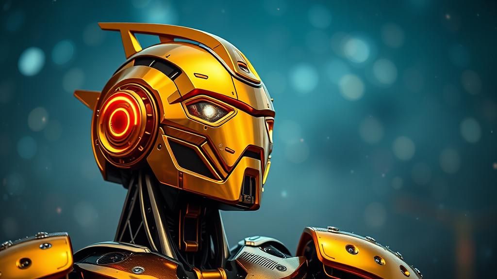 Goldorak Robot in Starry Sky, Hyperrealistic Digital Art