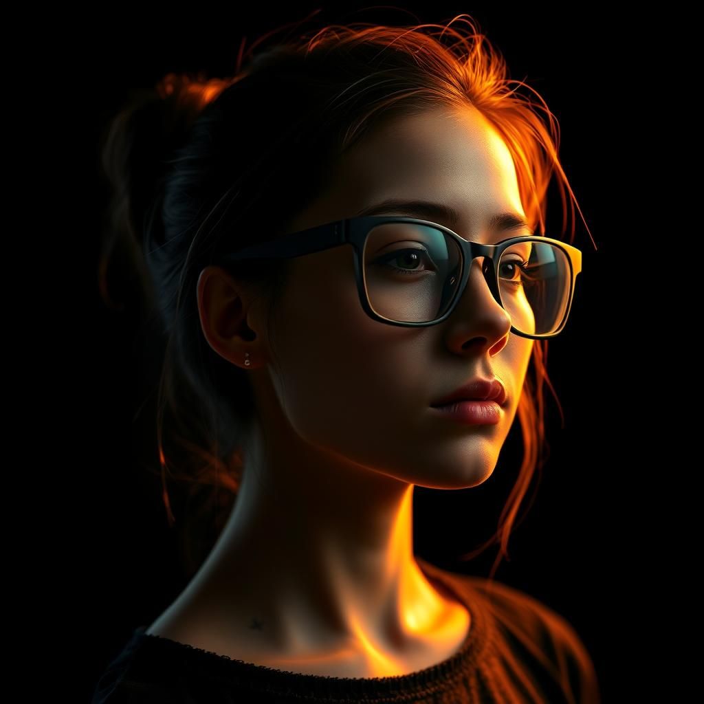 Woman with Star Tattoo in Digital Portrait