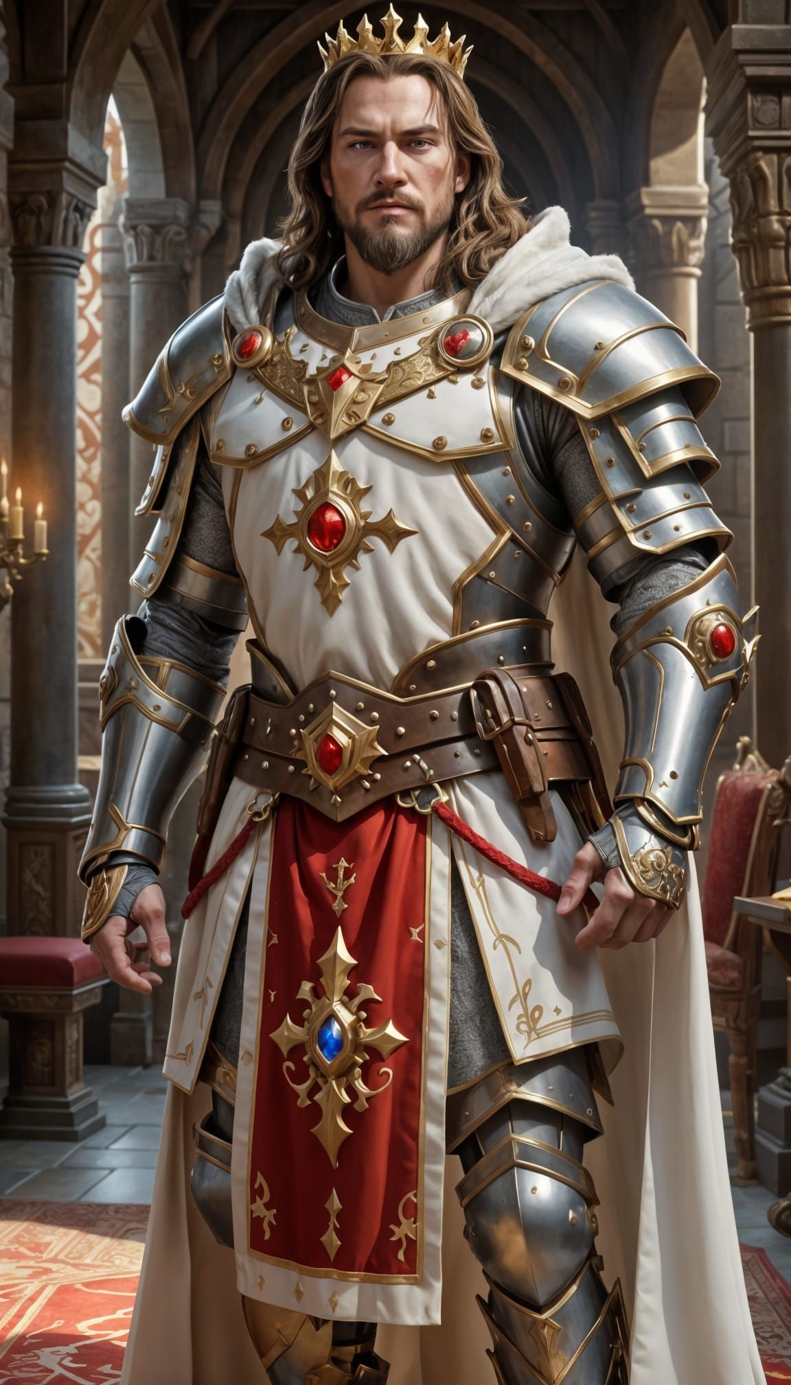 King in Iron Armor with Golden Details