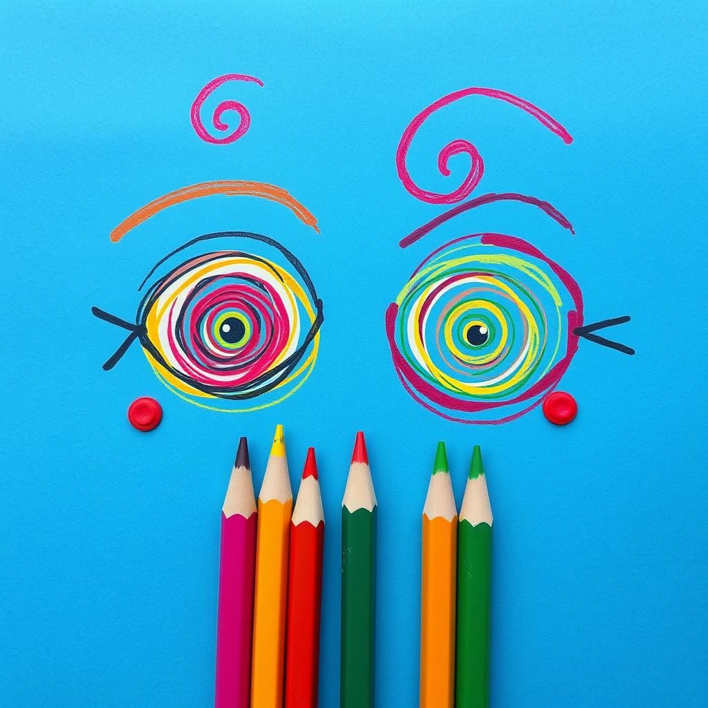 Colorful Swirly Eyes as Digital Naive Art