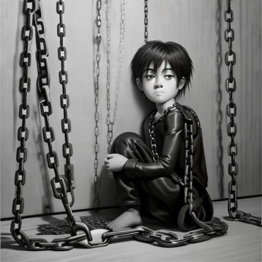 Boy and Dog in Charcoal Drawing