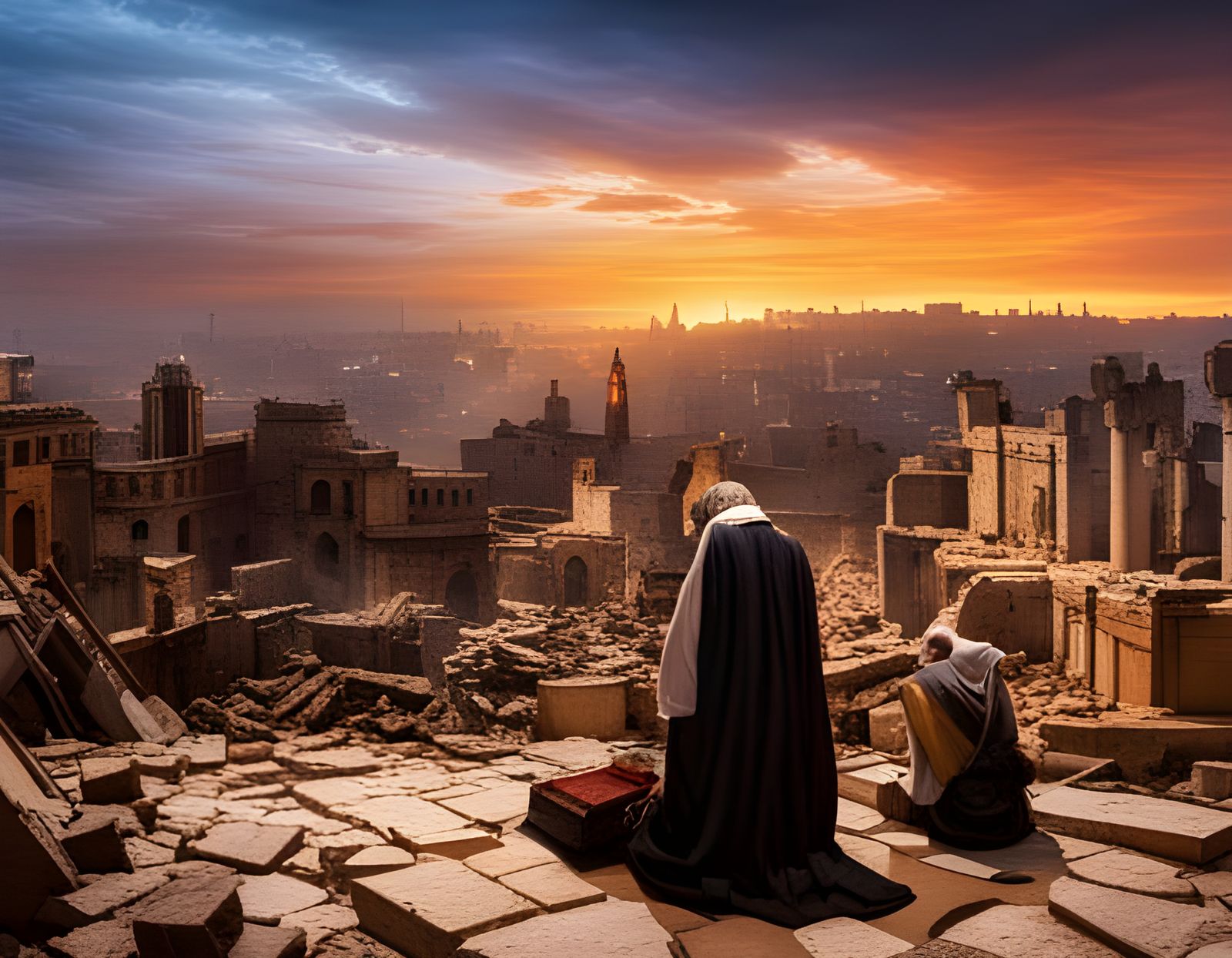 Jerusalem Ruins at Sunset: A Matte Painting