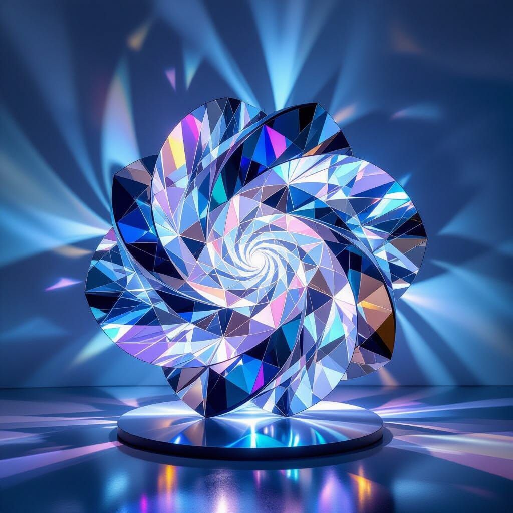 Kinetic Abstract Sculpture with Kaleidoscopic Patterns